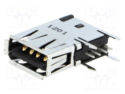 Socket; USB A; on PCBs; THT; PIN: 4; side,angled 90°