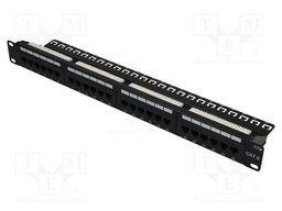 Patch panel; RJ45; Cat: 6; RACK; Colour: black; Number of ports: 24