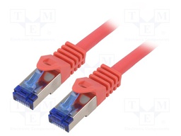 Patch cord; S/FTP; 6a; stranded; Cu; LSZH; red; 7.5m; 26AWG; -20÷75°C