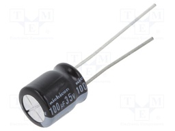Capacitor: electrolytic; THT; 100uF; 35VDC; Ø8x9mm; Pitch: 3.5mm