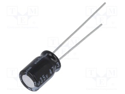 Capacitor: electrolytic; THT; 47uF; 35VDC; Ø6.3x9mm; Pitch: 2.5mm