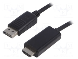 Cable; DisplayPort 1.1; DisplayPort plug,HDMI plug; 1m; black