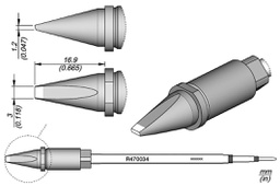 Tip; cut spade; 3x1.2mm