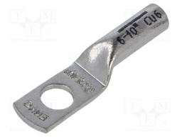 Tip: ring tube; M6; 10mm2; crimped; for cable; tinned; copper; 6.4mm