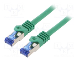 Patch cord; S/FTP; 6a; stranded; Cu; LSZH; green; 15m; 26AWG