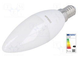 LED lamp; warm white; E14; 230VAC; 470lm; 5.7W; 2700(typ)K