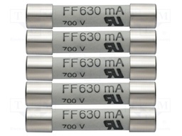Fuse; 12g; 6x32mm; TESTO760-1,TESTO760-2; 600V; 630mA; 5pcs.