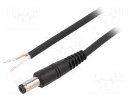 Cable; wires,DC 5,5/1,7 plug; straight; 0.75mm2; black; 1.5m