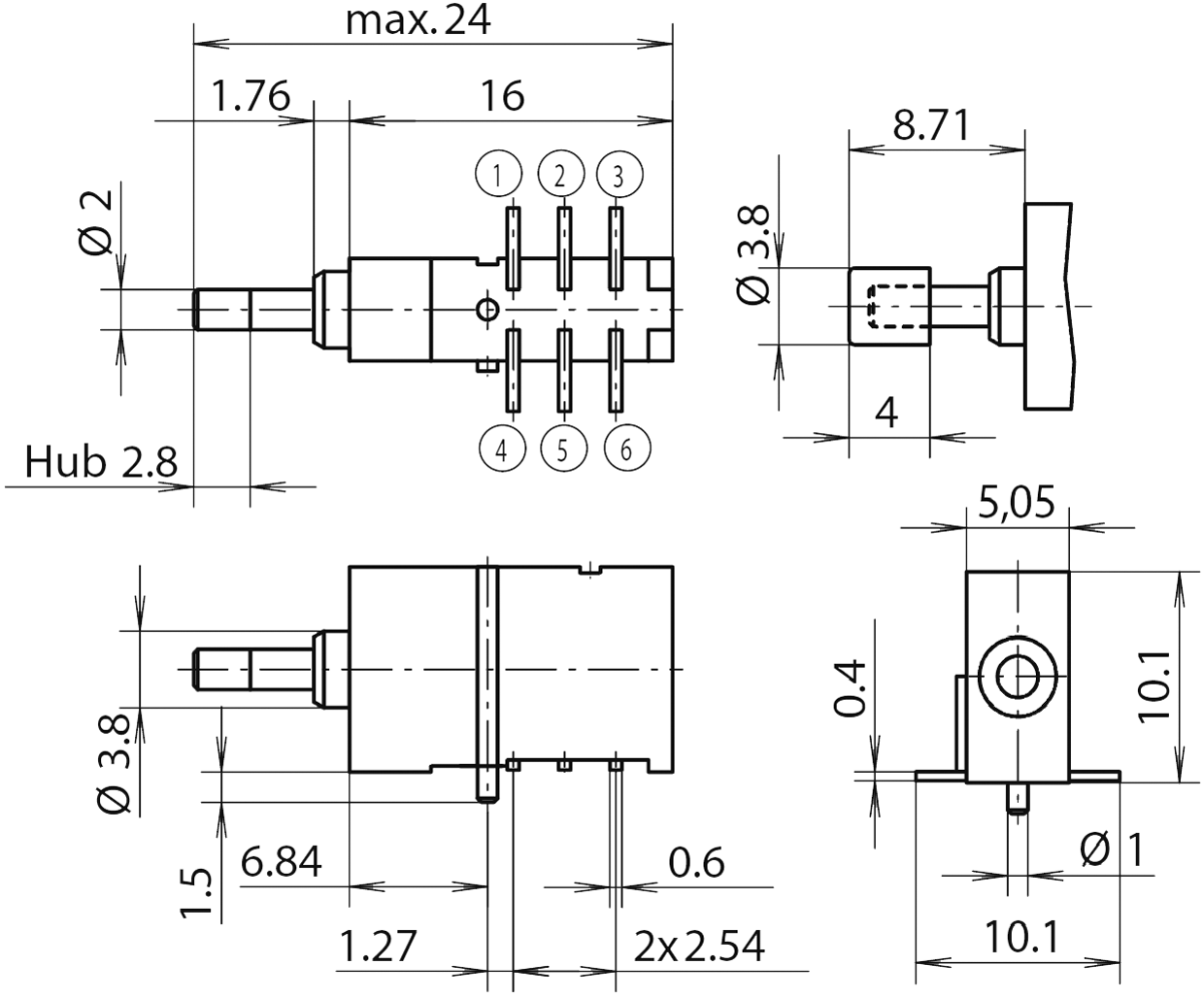 Switch: push-button; Pos: 2; SPDT; 0.5A/60VAC; 0.5A/60VDC; 5N; round
