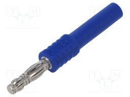 Plug; 4mm banana; 16A; 30VAC; 60VDC; blue; non-insulated; 66.9mm