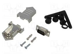 D-Sub; PIN: 15; plug; male; soldering; for cable; white
