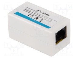 RJ 45 coupler; white; Cat: 6; RJ45 socket,both sides