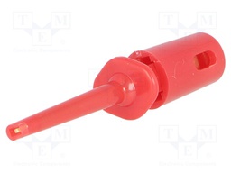 Clip-on probe; hook type; 0.3A; 60VDC; red; Grip capac: max.1.1mm