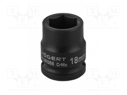 Wrench; hex socket,socket spanner,impact; HEX 18mm; 1/2"; short