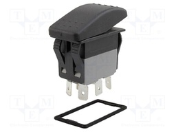 ROCKER; DP3T; Pos: 3; ON-OFF-ON; 20A/125VAC; black; black; none