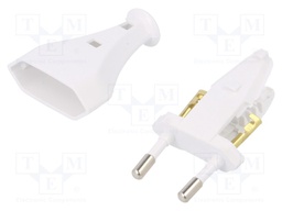Connector: AC supply; plug; Layout: 2P; Type: flat; white; 250VAC