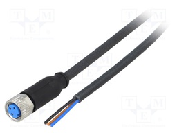 Connection lead; M8; PIN: 3; straight; 2m; plug; 60VAC; 4A; -40÷80°C