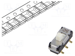 Switch: slide; Pos: 2; DPDT; 0.2A/12VDC; ON-ON; SMT; -40÷85°C; CL-SB