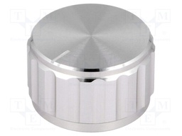 Knob; with pointer; aluminium; Shaft d: 6.35mm; Ø25x15mm; silver