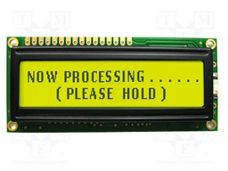 Display: LCD; STN Positive; 20x2; yellow-green; 80x36mm; LED; 1x16