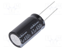 Capacitor: electrolytic; THT; 47uF; 450VDC; Ø16x31.5mm; ±20%; 1000h