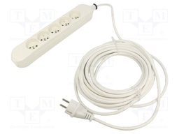 Extension lead; 3x1.5mm2; Sockets: 5; PVC; white; 10m; 16A; PRO