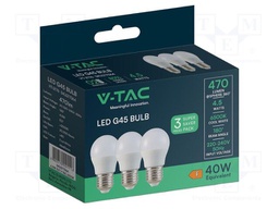 LED lamp; white warm; E27; 220÷240VAC; 470lm; P: 4.5W; 180°; 2700K