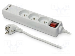Mains; Schuko; Sockets: 5; CEE 7/5 (E) socket,CEE 7/7 (E/F) plug