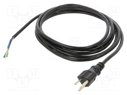 POWER CORD, NEMA 5-15P/FREE END, 3M, 10A