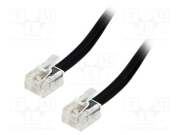 Cable: telephone; RJ11 plug,both sides; 15m; black