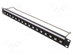 Patch panel; USB B; screw; RACK; M3; Size: 19",1U