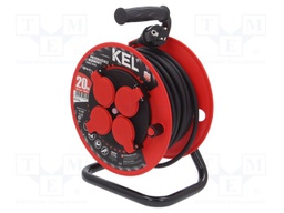 Extension lead; reel,with non-rotating sockets; Sockets: 4; 20m