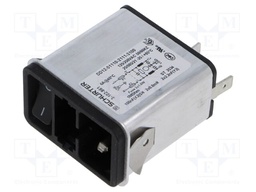 Filtered IEC Power Entry Module, IEC C14, General Purpose, 6 A, 250 VAC, 2-Pole Switch