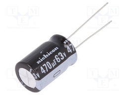 Capacitor: electrolytic; THT; 470uF; 63VDC; Ø12.5x20mm; Pitch: 5mm