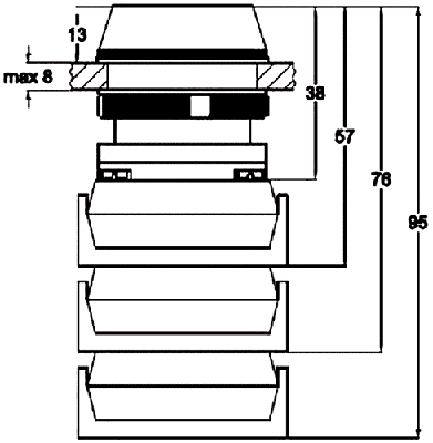 Switch: push-button; Stabl.pos: 1; NC + NO; 30mm; black; IP66; Pos: 2