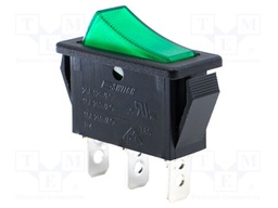 ROCKER; SPST-NO; Pos: 2; ON-OFF; 16A/250VAC; green; neon lamp; R4