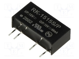 Converter: DC/DC; 1W; Uin: 13.5÷16.5V; Uout: 15VDC; Iout: 66mA; SIP7