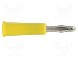 Plug; 4mm banana; 36A; yellow; nickel plated; on cable; -20÷80°C