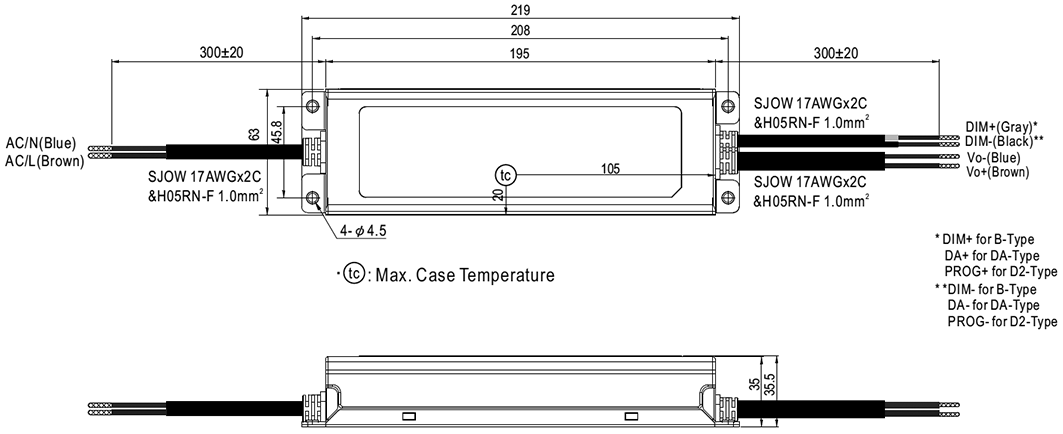 Power supply: switched-mode; LED; 149.8W; 107÷214VDC; 700mA; IP67