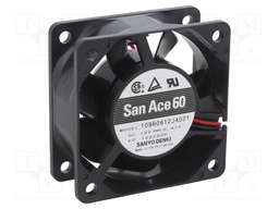 Fan: DC; axial; 12VDC; 60x60x25mm; 63.6m3/h; 44dBA; ball bearing