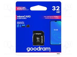Memory card; SD HC Micro; 32GB; Read: 100MB/s; Write: 10MB/s; UHS I