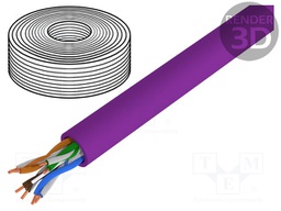 Wire; U/UTP; 6; solid; Cu; 4x2x23AWG; LSZH; violet; 100m; CPR: B2ca
