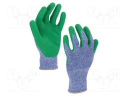 Protective gloves; Size: 11,XXL; blue,green; latex,polyester