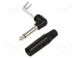 Plug; Jack 6,35mm; male; mono; angled 90°; for cable; soldering