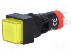 Switch: push-button; Pos: 2; SPDT; 0.5A/250VAC; 1A/24VDC; yellow
