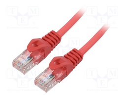 Patch cord; U/UTP; 5e; stranded; CCA; PVC; red; 1.5m; 26AWG; Cores: 8