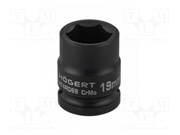 Wrench; hex socket,socket spanner,impact; HEX 19mm; 1/2"; short