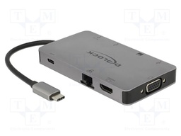 Hub USB; USB 3.1 Gen 1; 10/100/1000Mbps; grey; Number of ports: 9