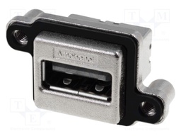 Socket; USB A; MUSB; for panel mounting,screw; THT; angled 90°