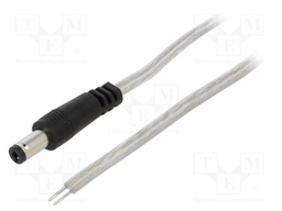 Cable; wires,DC 5,5/2,1 plug; straight; 0.5mm2; transparent; 1.5m